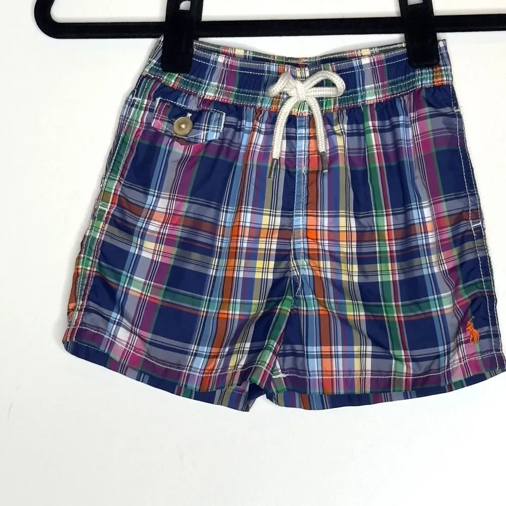 Polo Ralph Lauren Plaid Swim Trunks Toddler Boys Size 18 Months